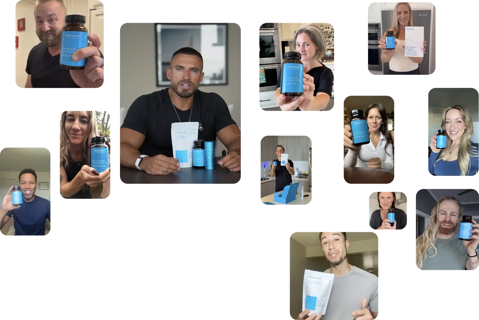 Real bioniq customers holding their personalised supplements